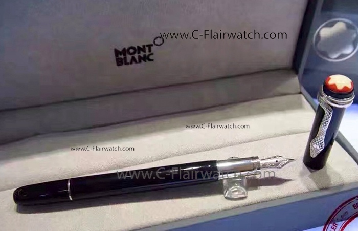 Fake Montblanc Heritage Rouge Et Noir Silver Black Fountain New